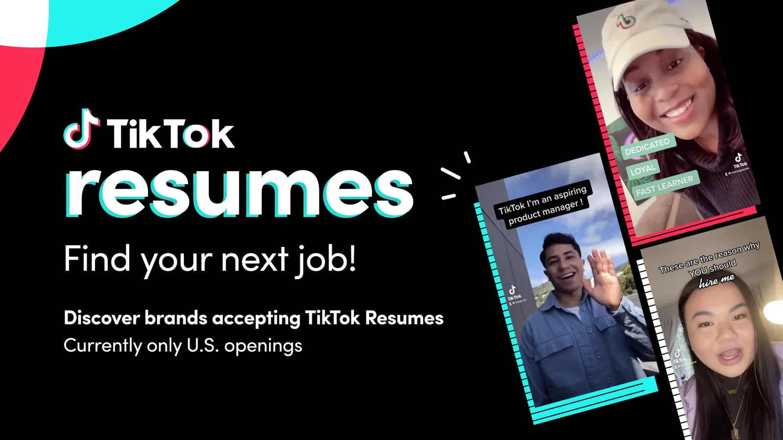  TikTok 用 #TikTok Resumes 搶攻求職市場（取自 TikTok 官網） 